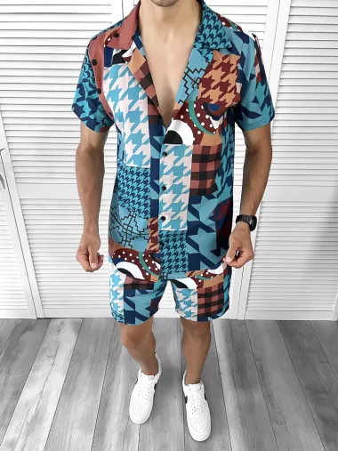 Compleu de vara camasa imprimeu + pantaloni 11994 D3-3.3