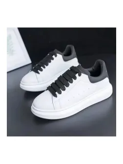 Adidasi unisex vip albi cu sireturi negre B03 T8-2