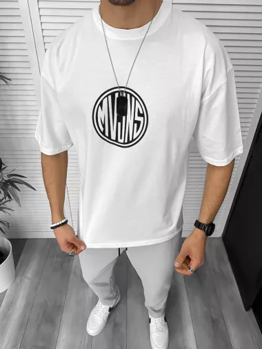 Tricou barbati alb, cu imprimeu pe spate, oversize 11814 22A-2.3 Tricou barbati alb, cu imprimeu pe spate, oversize 11814 22A-2.3