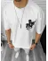Tricou barbati alb, cu imprimeu pe spate, oversize 11816 22A-4.2