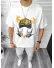 Tricou barbati alb, cu imprimeu, oversize Y171 24-4.1