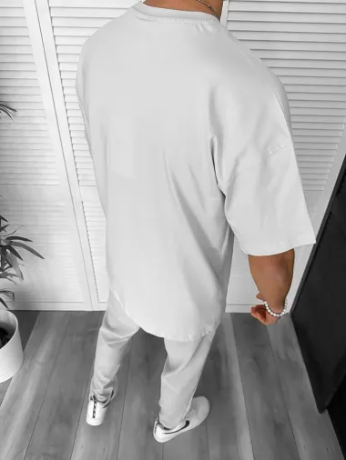 Tricou barbati gri, cu imprimeu, oversize Y171 22A-2.2