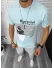 Tricou barbati albastru, cu imprimeu, slim Y205 22A-4.2