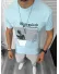 Tricou barbati albastru, cu imprimeu, slim Y205 22A-4.2