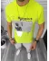 Tricou barbati galben neon, cu imprimeu, slim Y205 22A-5.2