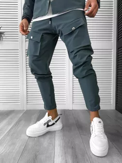 Pantaloni de trening slim fit verde inchis 6050 N8-3.1