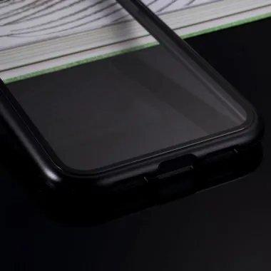 Husă pentru întreg telefon din sticlă temperată și cadru din metal pentru iPhone 11 Pro Max - negru 0006
