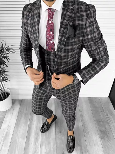 Sacou barbati slim fit NEGRU B7916 O3-3.1