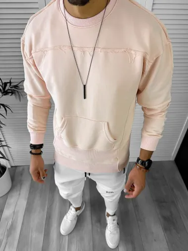 Hanorac barbati roz pudra slim fit K151 27-2