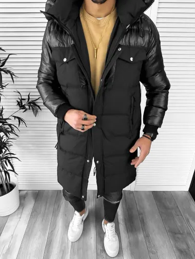 Geaca barbati groasa neagra de iarna 1600 D1-2