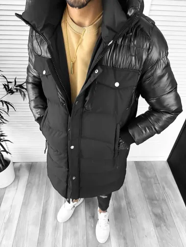 Geaca barbati groasa neagra de iarna 1600 D1-2