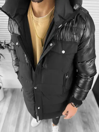 Geaca barbati groasa neagra de iarna 1600 D1-2