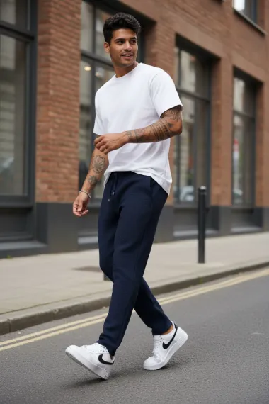 Pantaloni barbati casual bleumarin 3001