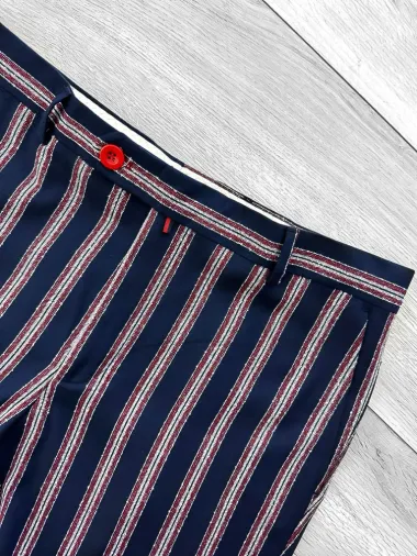 Pantaloni barbati eleganti bleumarin cu dungi B1603 Z35-1