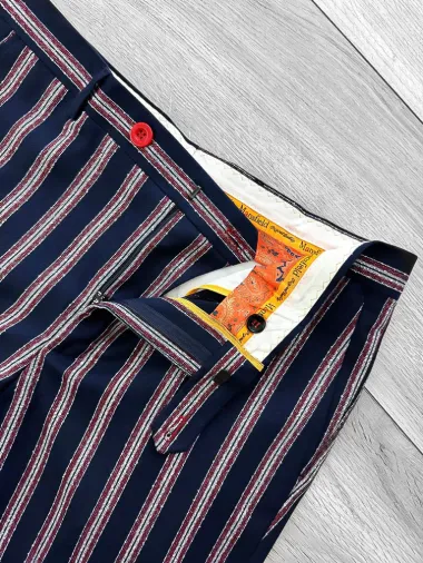 Pantaloni barbati eleganti bleumarin cu dungi B1603 Z35-1