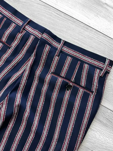 Pantaloni barbati eleganti bleumarin cu dungi B1603 Z35-1