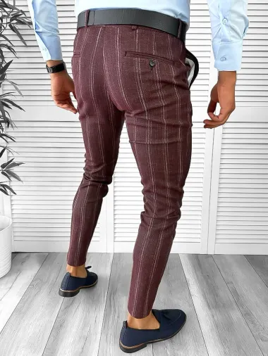 Pantaloni barbati eleganti grena B1801 39-1