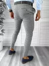 Pantaloni barbati eleganti gri in carouri B1886 18-2 E ~