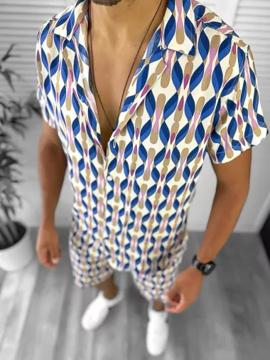 Compleu de vara camasa imprimeu + pantaloni 12001 D3-4.3