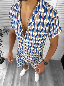 Compleu de vara camasa imprimeu + pantaloni 12001 D3-4.3