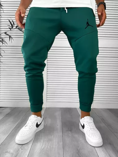 Pantaloni de trening verzi conici, silon, 12361 37-4