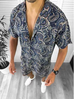 Compleu de vara camasa imprimeu + pantaloni 12780 D11-4