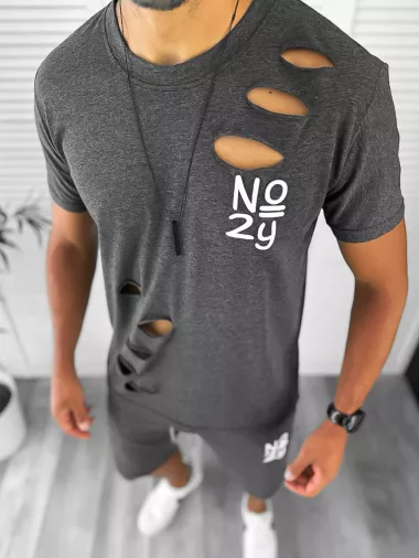 Compleu barbati tricou+pantaloni gri inchis 12781 41-4