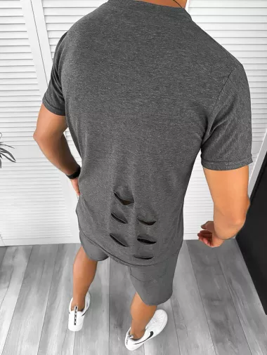 Compleu barbati tricou+pantaloni gri inchis 12781 41-4
