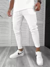 Trening barbati slim fit alb tricou + pantaloni 8207 76