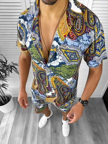 Compleu de vara camasa imprimeu + pantaloni 12762 16-2