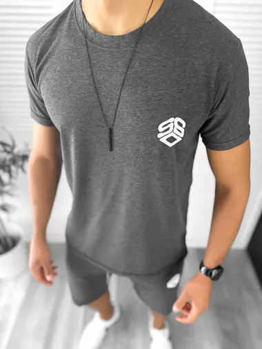 Trening barbati gri pantaloni + tricou 11701 D10-3