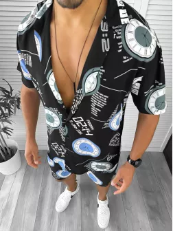 Compleu de vara camasa imprimeu + pantaloni 12742 D9-3