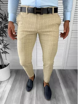 Pantaloni barbati eleganti bej 12735 D4-4.4