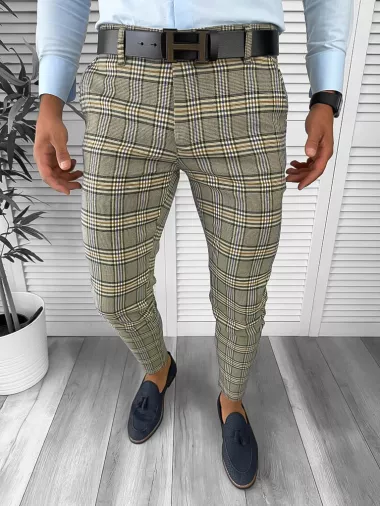 Pantaloni barbati eleganti maro 12736 B9-1