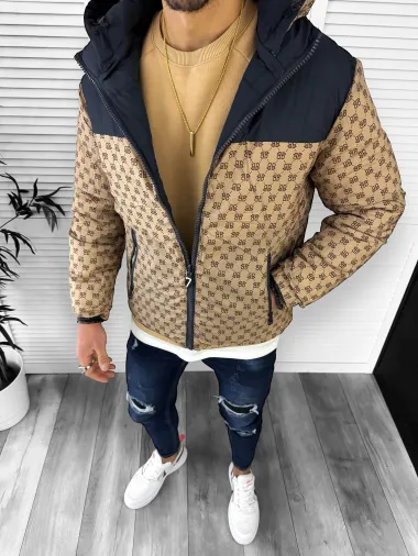 Geaca barbati de iarna, cu 2 fete, bleumarin A68 T11-2