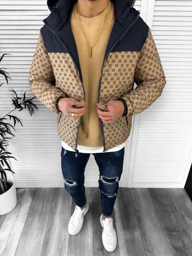 Geaca barbati de iarna, cu 2 fete, bleumarin A68 T11-2