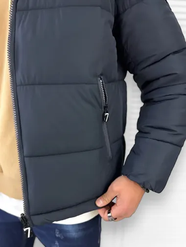 Geaca barbati de iarna, cu 2 fete, bleumarin A68 T11-2