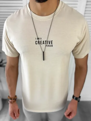 Tricou barbati bej CU MIC DEFECT DEF12514