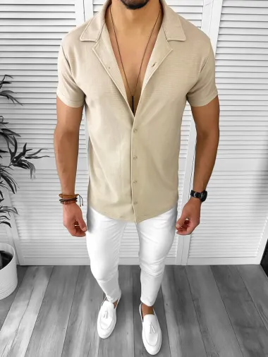 Camasa barbati casual bej 12520 P19-1.1
