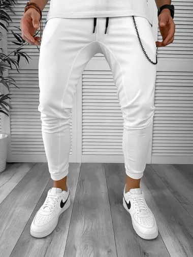 Pantaloni de trening albi conici 12606 80-4.2