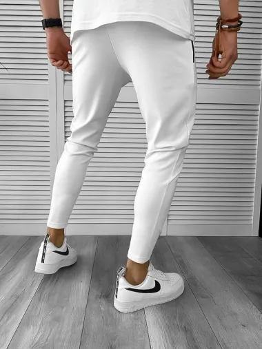Pantaloni de trening albi conici 12608 O3-5.2