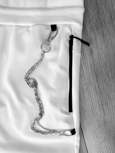 Pantaloni de trening albi conici 12608 O3-5.2