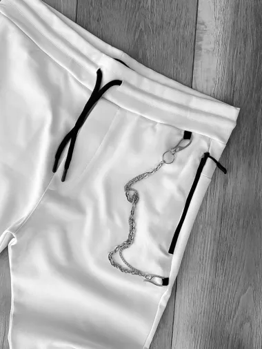 Pantaloni de trening albi conici 12608 O3-5.2