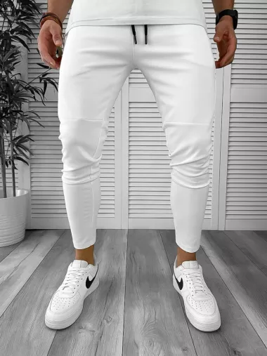 Pantaloni de trening albi conici 12609 80-2.2