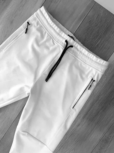 Pantaloni de trening albi conici 12609 80-2.2