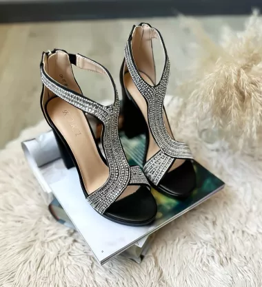 Sandale dama cu toc negre GH107 T13-1