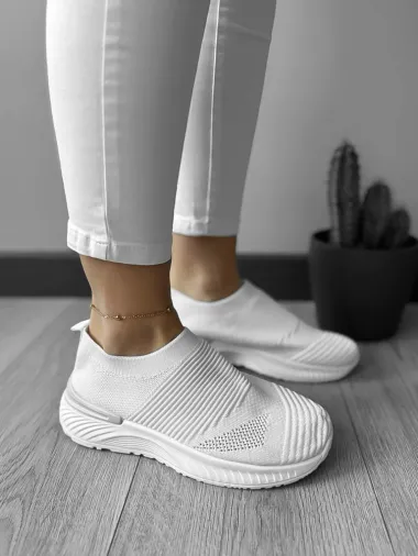 Espadrile dama casual albe 566 T58-1