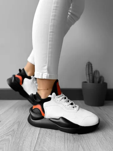 Adidasi dama casual albi cu maro H9 N13-3