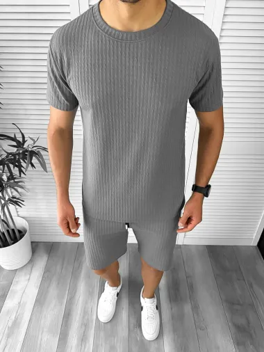 Compleu barbati tricou+pantaloni gri inchis 12614 P19-3.3