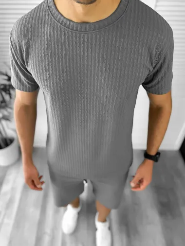 Compleu barbati tricou+pantaloni gri inchis 12614 P19-3.3